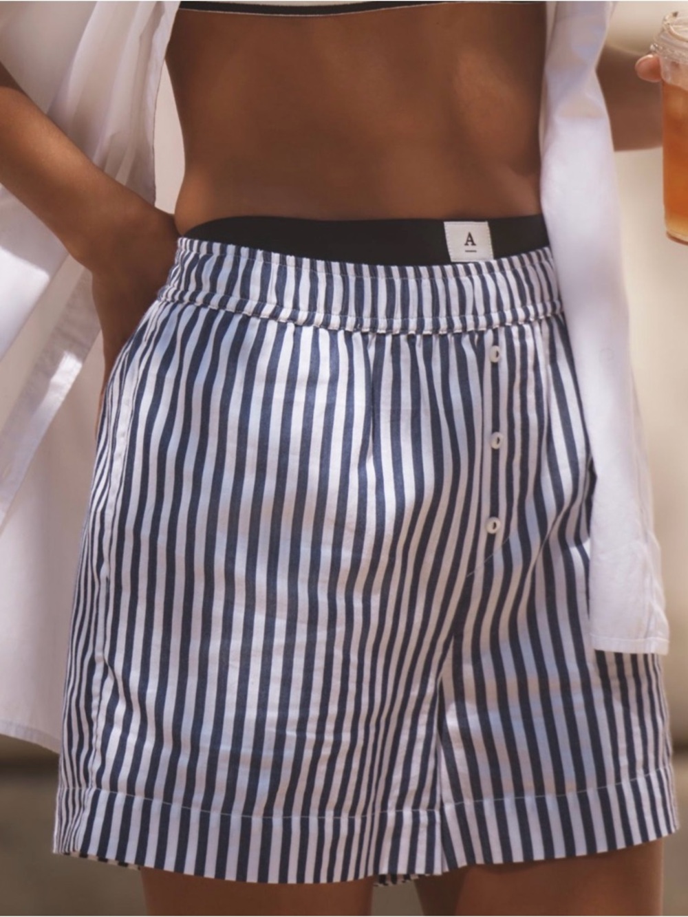 Anthropologie The Wren Boxer Shorts - Navy/White - Picture 2 of 7